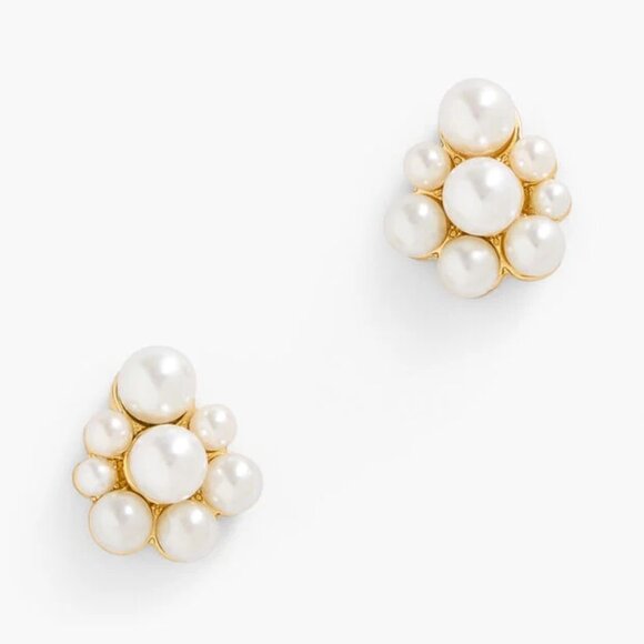 Talbots Pearl Cluster Stud Earrings - NEW WITH TAG - Picture 1 of 2